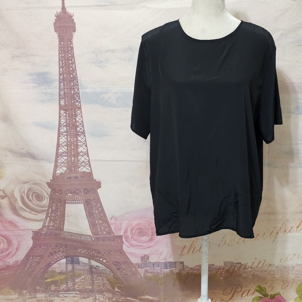 Kathie Lee Collection Black Short Sleeve Top